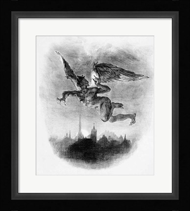 Framed Mephistopheles' Prologue in the Sky, from Goethe's Faust, 1828 Print