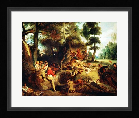 Framed Wild Boar Hunt Print