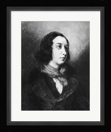 Framed Portrait of George Sand, 1838 Print