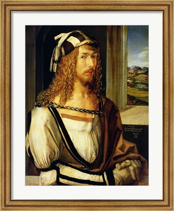 Framed Self Portrait with Gloves, 1498 Print