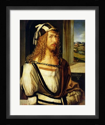 Framed Self Portrait with Gloves, 1498 Print