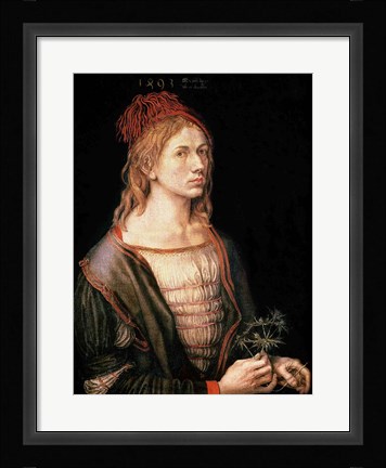 Framed Self Portrait with a Thistle, 1493 Print