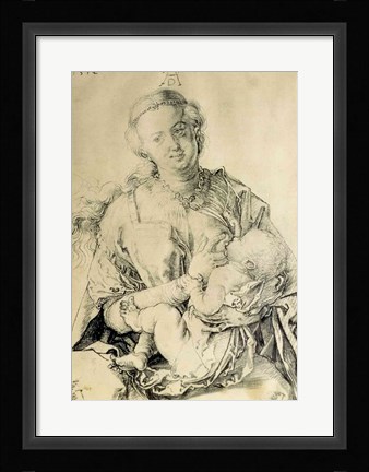 Framed Virgin Mary suckling the Christ Child Print