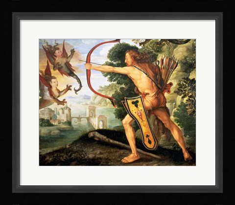 Framed Hercules and the Stymphalian birds, 1600 Print
