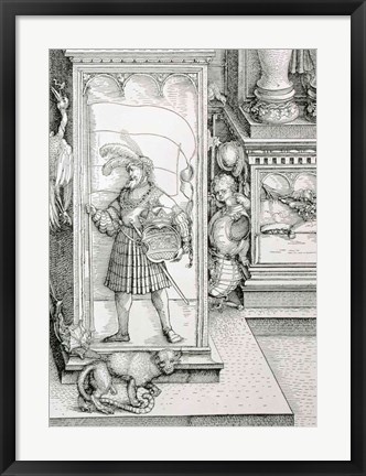 Framed Triumphal Arch of Emperor Maximilian I of Germany: Detail of column drawing Print