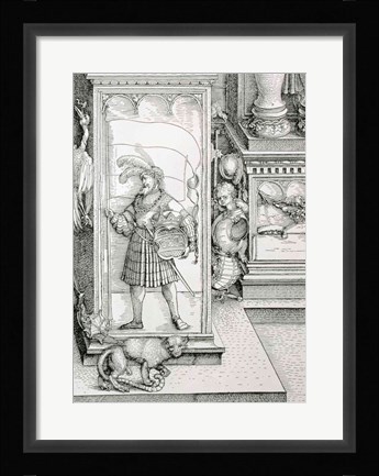 Framed Triumphal Arch of Emperor Maximilian I of Germany: Detail of column drawing Print