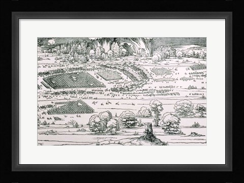 Framed Demonstration of defensive measures to protect a city against a besieging army, Detail Print