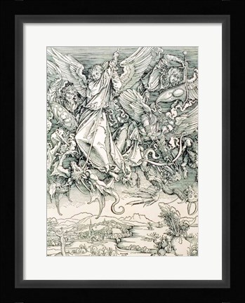 Framed St. Michael Battling with the Dragon from the 'Apocalypse' Print