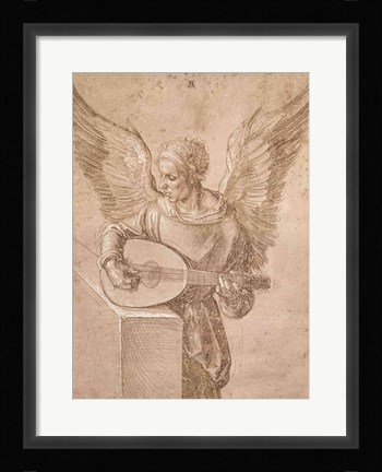 Framed Angel playing a lute, 1491 Print