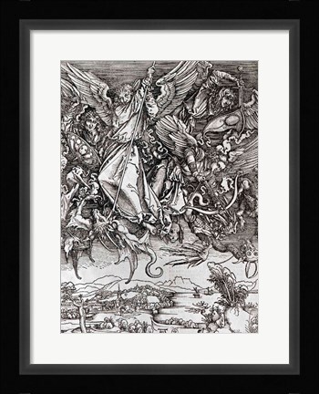 Framed St. Michael and the Dragon, from a Latin edition, 1511 Print