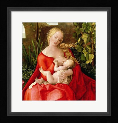 Framed Virgin and Child 'Madonna with the Iris', 1508 - red dress Print