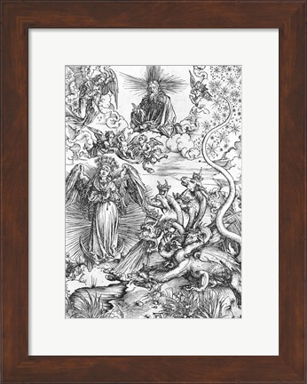 Framed Scene from the Apocalypse, The woman clothed with the sun and the seven-headed dragon Print