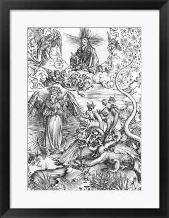 Framed Scene from the Apocalypse, The woman clothed with the sun and the seven-headed dragon Print