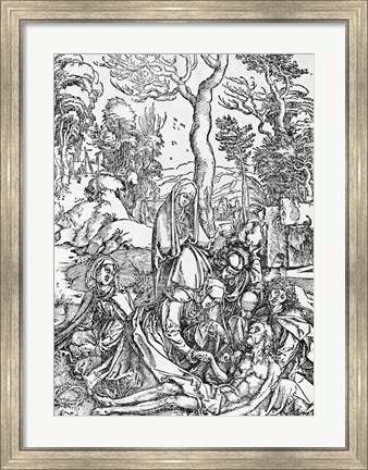 Framed Christ mourned by the Virgin and the female Saints, from &#39;The Great Passion&#39; series Print
