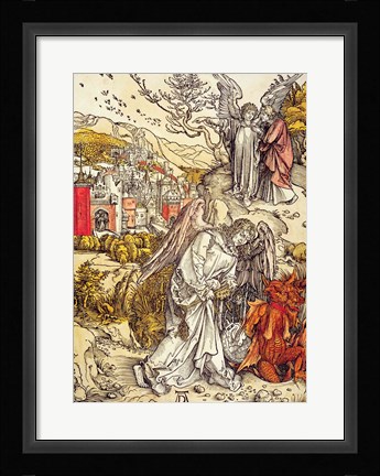 Framed Angel with the Key of the Abyss, 1498 Print