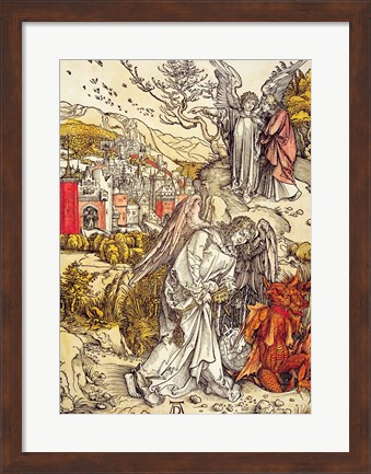 Framed Angel with the Key of the Abyss, 1498 Print
