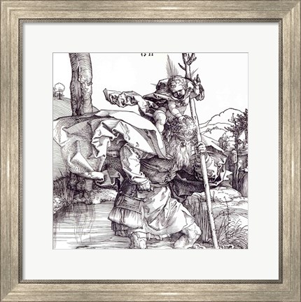 Framed St.Christopher carrying the Infant Christ, 1511 Print