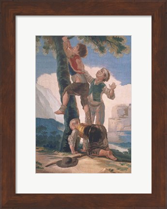 Framed Boys Climbing a Tree Print