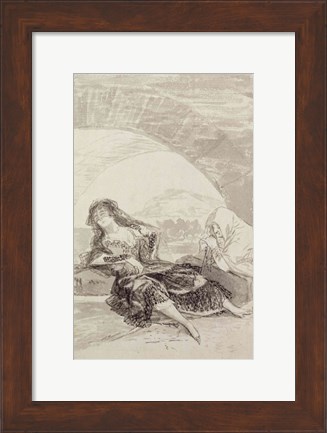 Framed Maja and Celestina under an arch Print