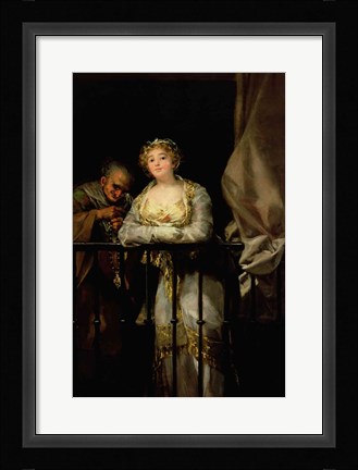 Framed Maja and Celestina on a Balcony Print