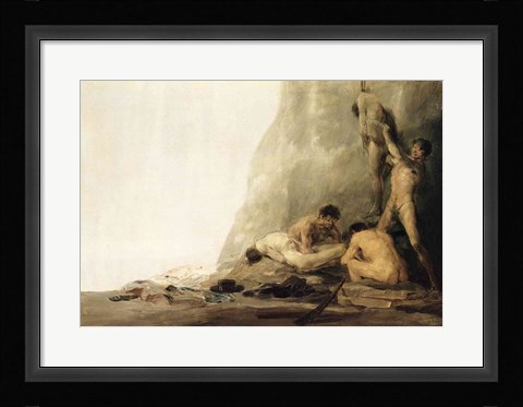 Framed Cannibals Preparing their Victims Print