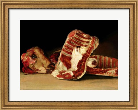 Framed Still life of Sheep&#39;s Ribs and Head Print