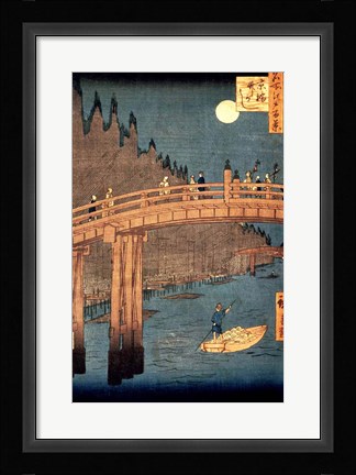 Framed Kyoto Bridge by Moonlight Print