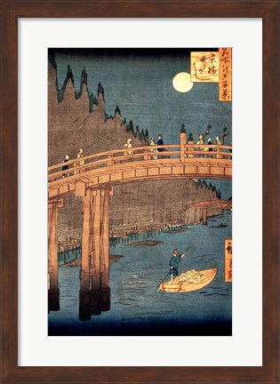 Framed Kyoto Bridge by Moonlight Print