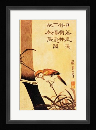 Framed Bird and Bamboo Print