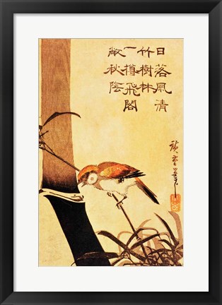 Framed Bird and Bamboo Print