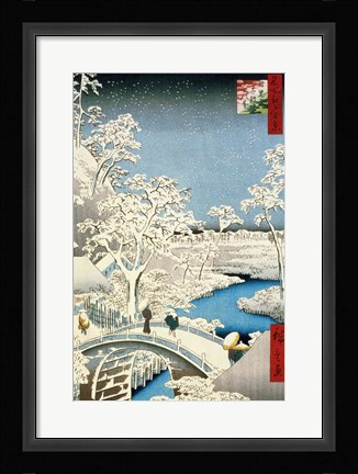 Framed Drum bridge and Setting Sun Hill at Meguro Print