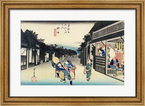 Framed Goyu: Waitresses Soliciting Travellers Print