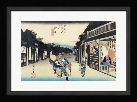 Framed Goyu: Waitresses Soliciting Travellers Print