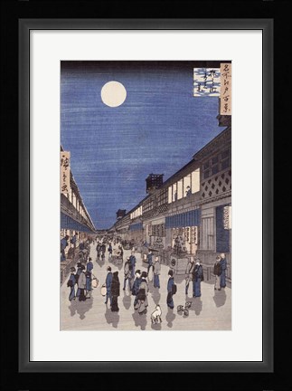 Framed Night time view of Saruwaka Street Print