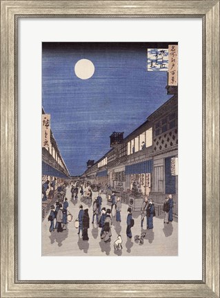 Framed Night time view of Saruwaka Street Print