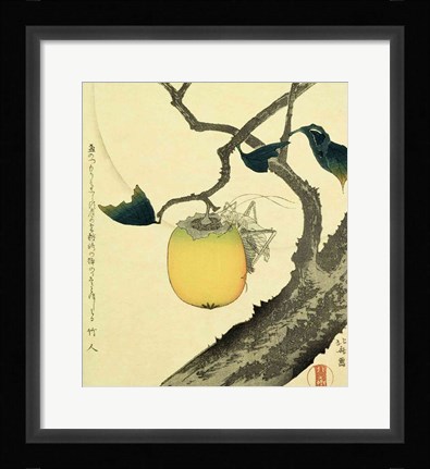 Framed Moon, Persimmon and Grasshopper, 1807 Print