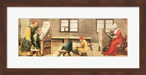 Framed School Teacher is Explaining the Meaning of a Letter to Illiterate Workers 1516 Print