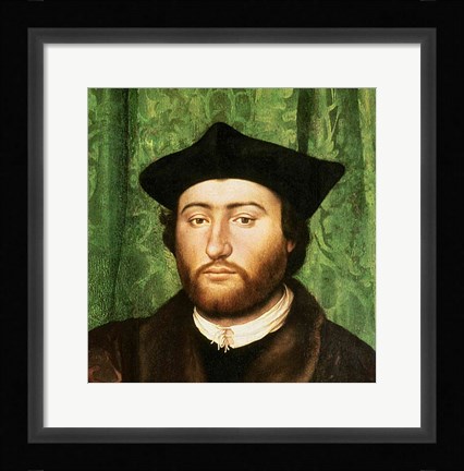 Framed Ambassadors, 1533, Right Portrait Detail Print