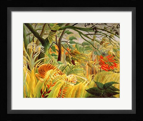 Framed Tiger in a Tropical Storm Print