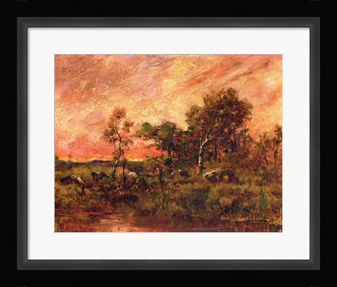 Framed Wooded Landscape with a Faggot Gatherer Print