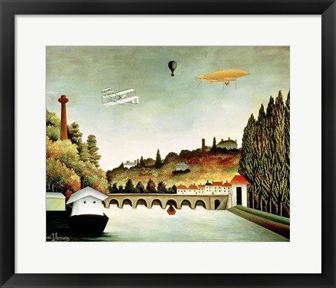 Framed View of the Bridge at Sevres and the Hills at Clamart Print