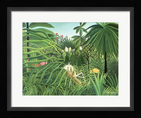 Framed Jaguar Attacking a Horse, 1910 Print