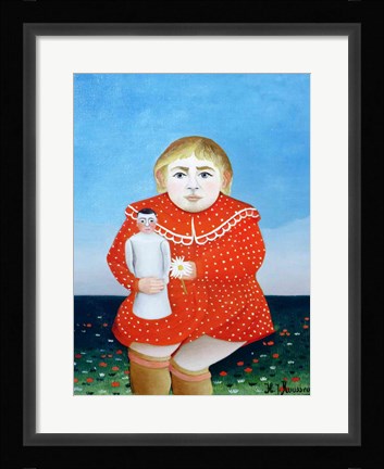 Framed girl with a doll Print