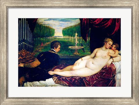 Framed Venus with an Organist and Cupid Print