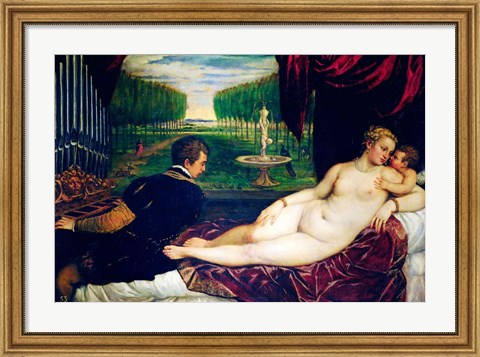 Framed Venus with an Organist and Cupid Print