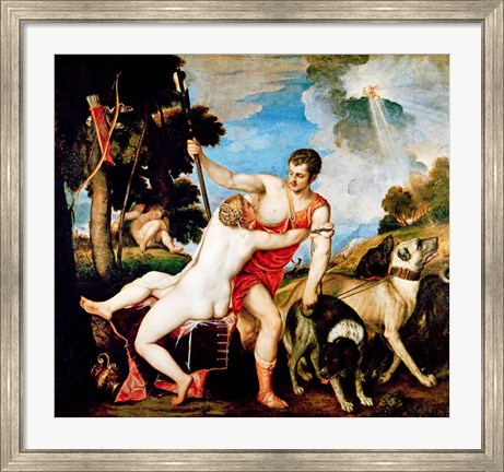 Framed Venus and Adonis, 1553 Print