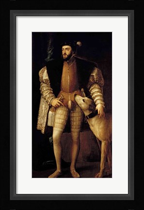 Framed Charles V Holy Roman Emperor and King of Spain with his Dog Print