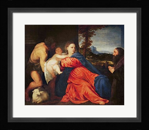 Framed Virgin and Infant with Saint John the Baptist and Donor Print