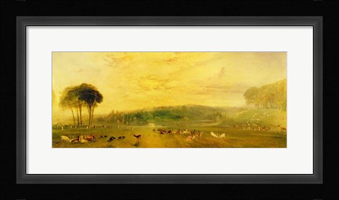 Framed Lake, Petworth: Sunset, Fighting Bucks Print