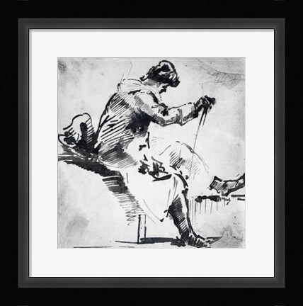 Framed Seated man Print